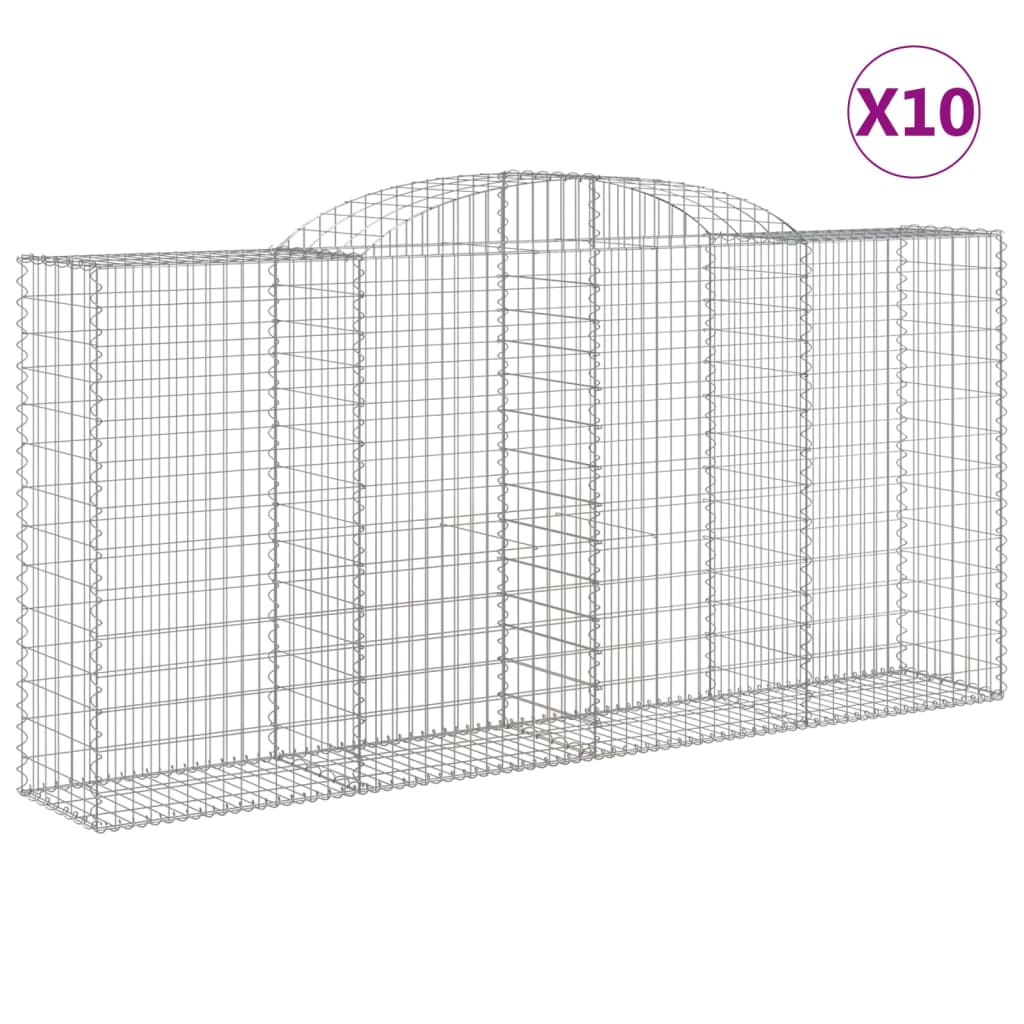 Paniers à gabions arqués 10 pcs 300x50x140/160 cm fer galvanisé