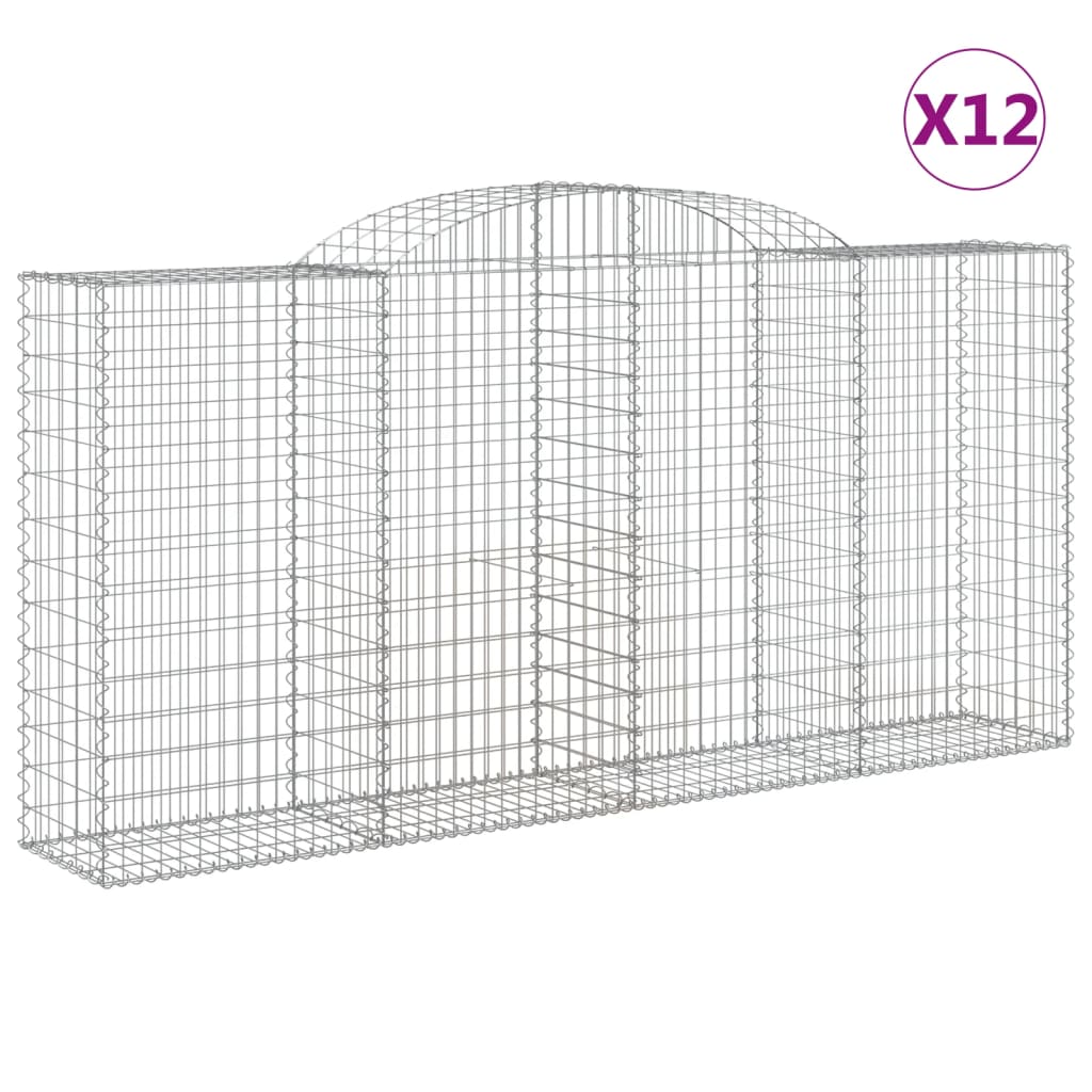 Paniers à gabions arqués 12 pcs 300x50x140/160 cm fer galvanisé