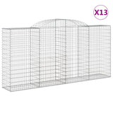 Paniers à gabions arqués 13 pcs 300x50x140/160 cm fer galvanisé