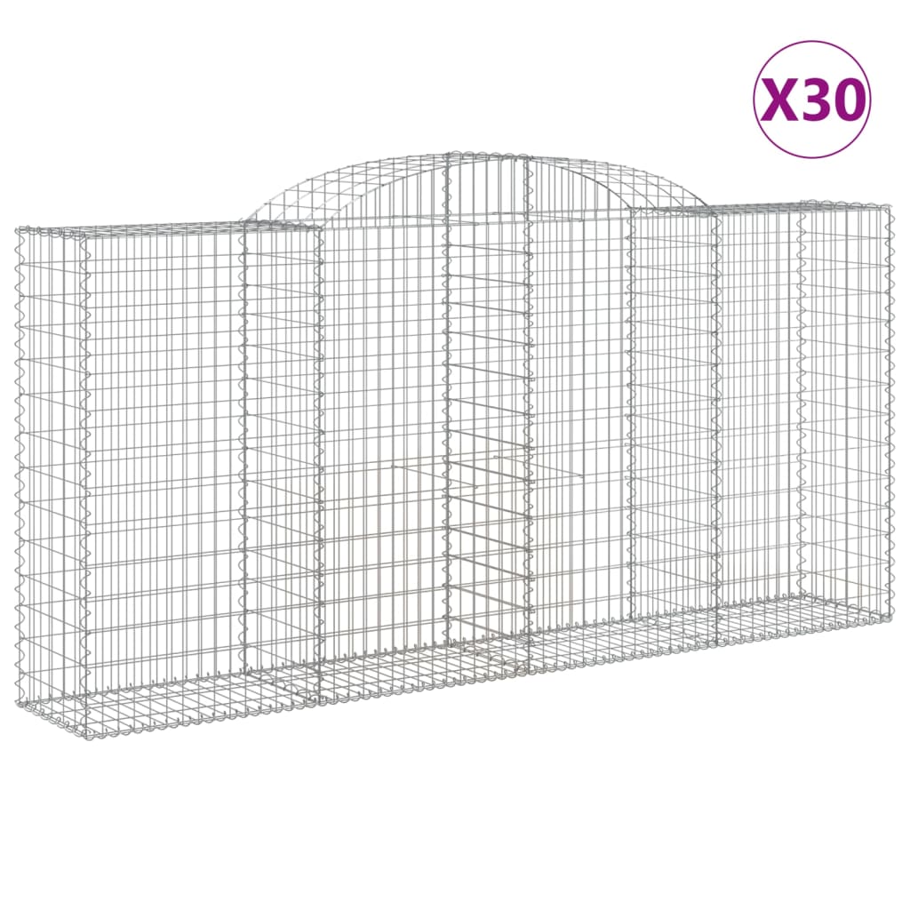 Paniers à gabions arqués 30 pcs 300x50x140/160 cm fer galvanisé