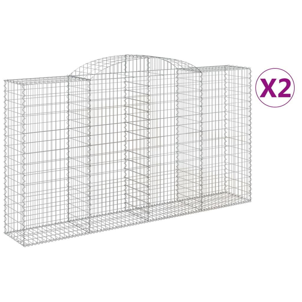 Paniers à gabions arqués 2 pcs 300x50x160/180 cm fer galvanisé