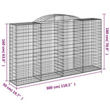 Paniers à gabions arqués 2 pcs 300x50x160/180 cm fer galvanisé