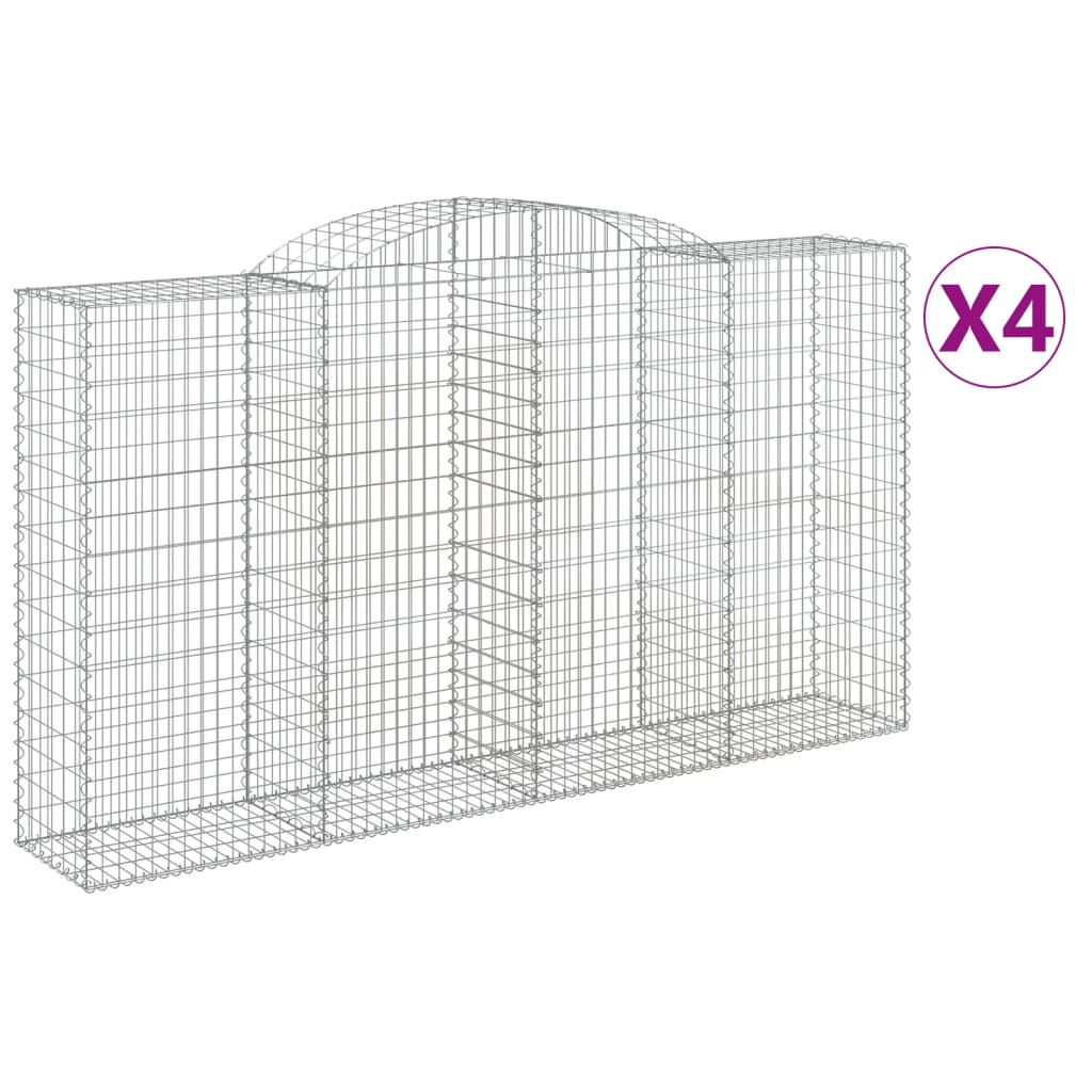 Paniers à gabions arqués 4 pcs 300x50x160/180 cm fer galvanisé