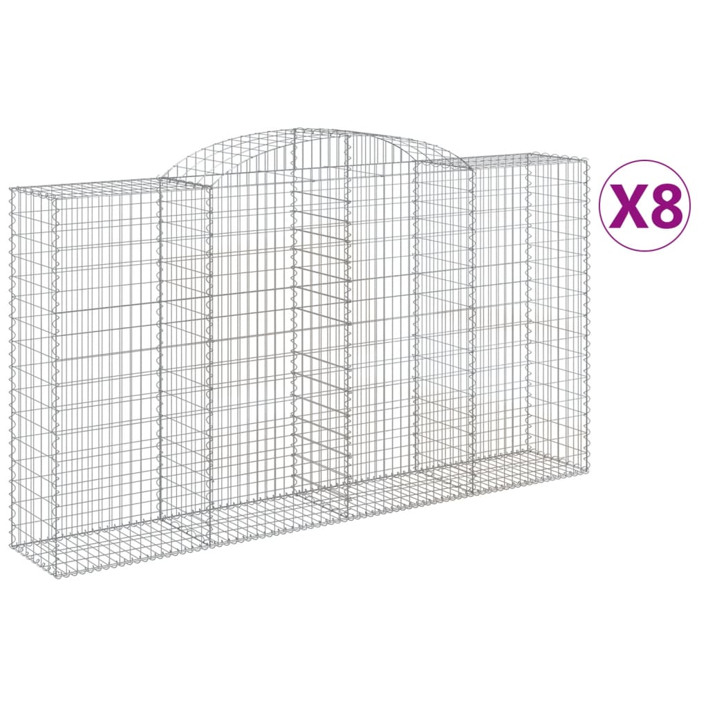 Paniers à gabions arqués 8 pcs 300x50x160/180 cm fer galvanisé