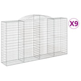 Paniers à gabions arqués 9 pcs 300x50x160/180 cm fer galvanisé