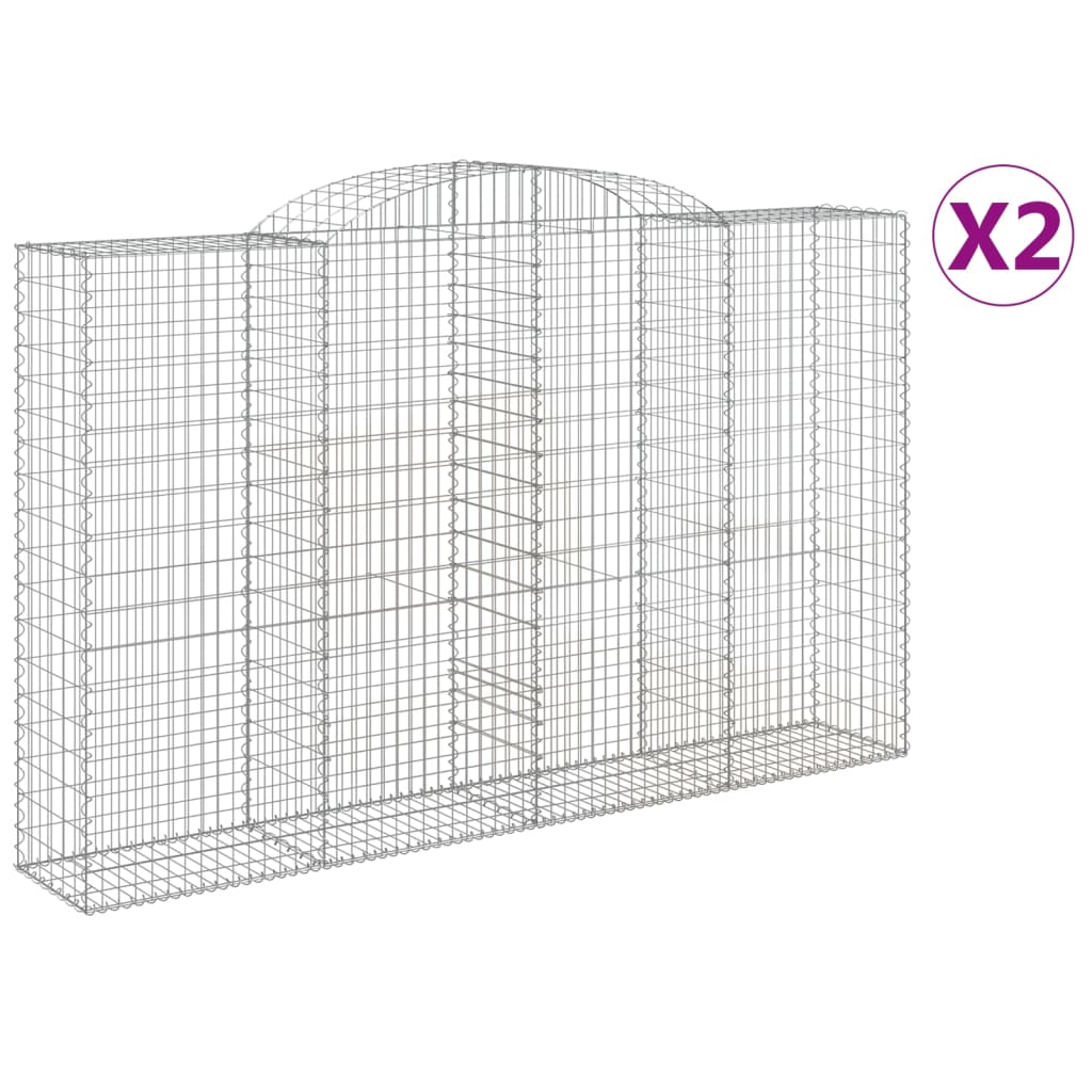 Paniers à gabions arqués 2 pcs 300x50x180/200 cm fer galvanisé