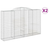 Paniers à gabions arqués 2 pcs 300x50x180/200 cm fer galvanisé