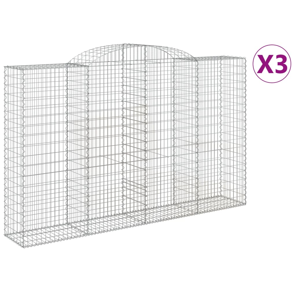 Paniers à gabions arqués 3 pcs 300x50x180/200 cm fer galvanisé