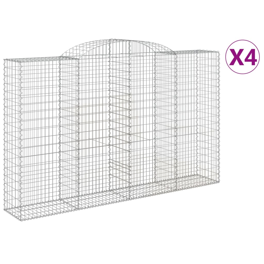 Paniers à gabions arqués 4 pcs 300x50x180/200 cm fer galvanisé