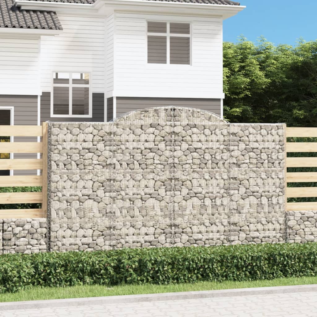 Paniers à gabions arqués 4 pcs 300x50x180/200 cm fer galvanisé