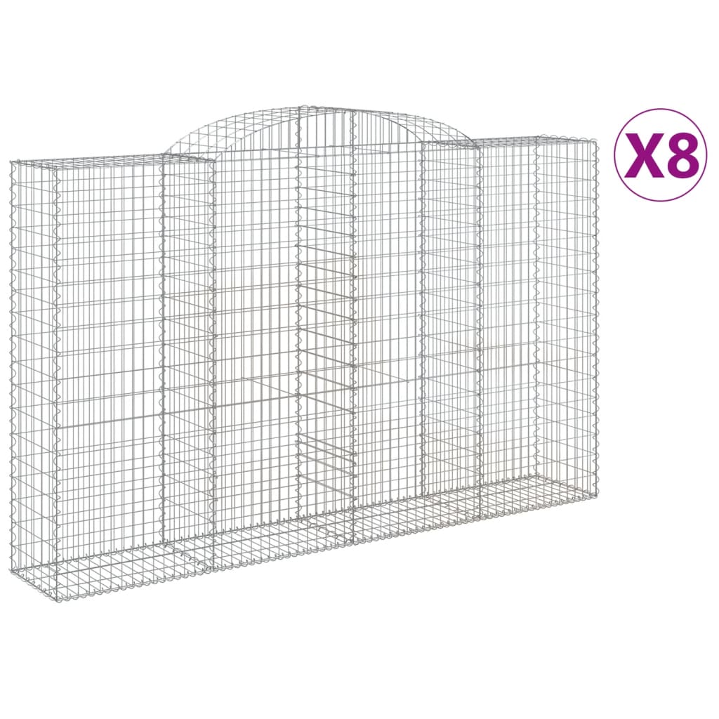 Paniers à gabions arqués 8 pcs 300x50x180/200 cm fer galvanisé