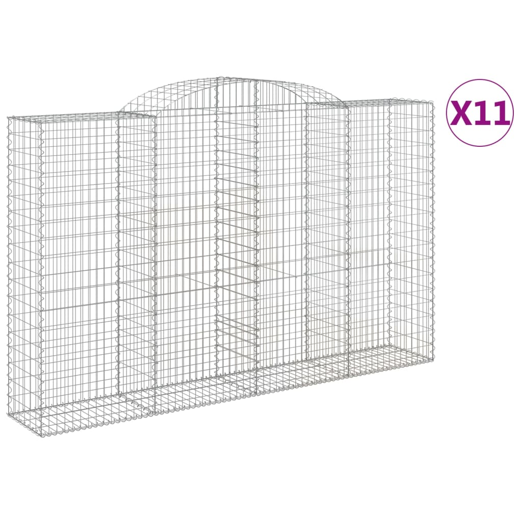 Arched Gabion Baskets 11 pcs 300x50x180/200 cm Galvanized Iron