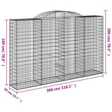 Arched Gabion Baskets 11 pcs 300x50x180/200 cm Galvanized Iron