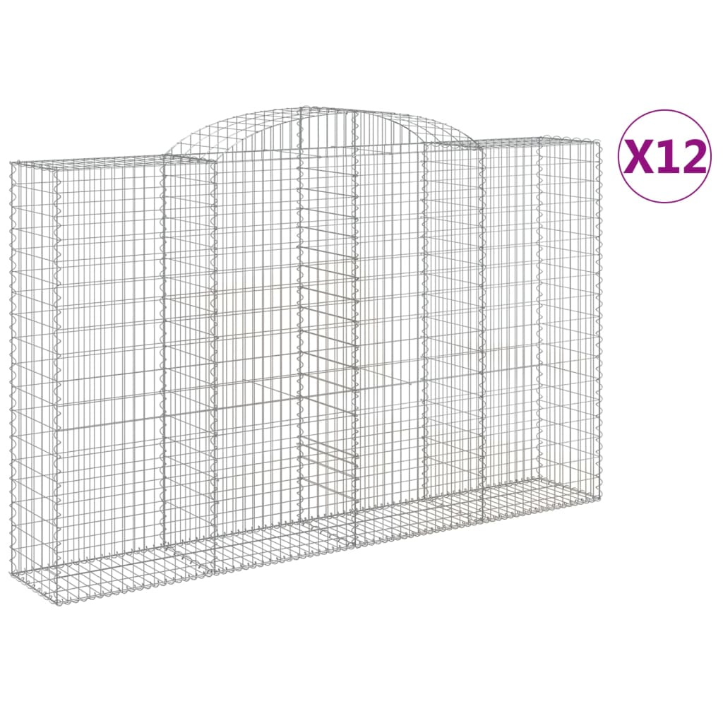 Arched Gabion Baskets 12 pcs 300x50x180/200 cm Galvanized Iron