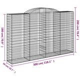 Arched Gabion Baskets 12 pcs 300x50x180/200 cm Galvanized Iron