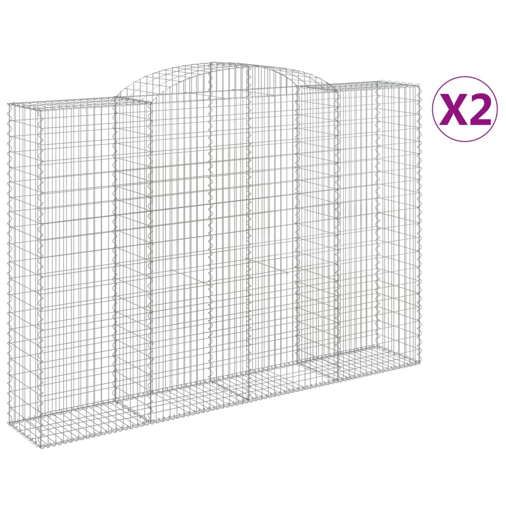 Paniers à gabions arqués 2 pcs 300x50x200/220 cm fer galvanisé