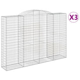 Paniers à gabions arqués 3 pcs 300x50x200/220 cm fer galvanisé