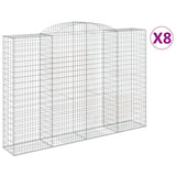 Paniers à gabions arqués 8 pcs 300x50x200/220 cm Fer galvanisé