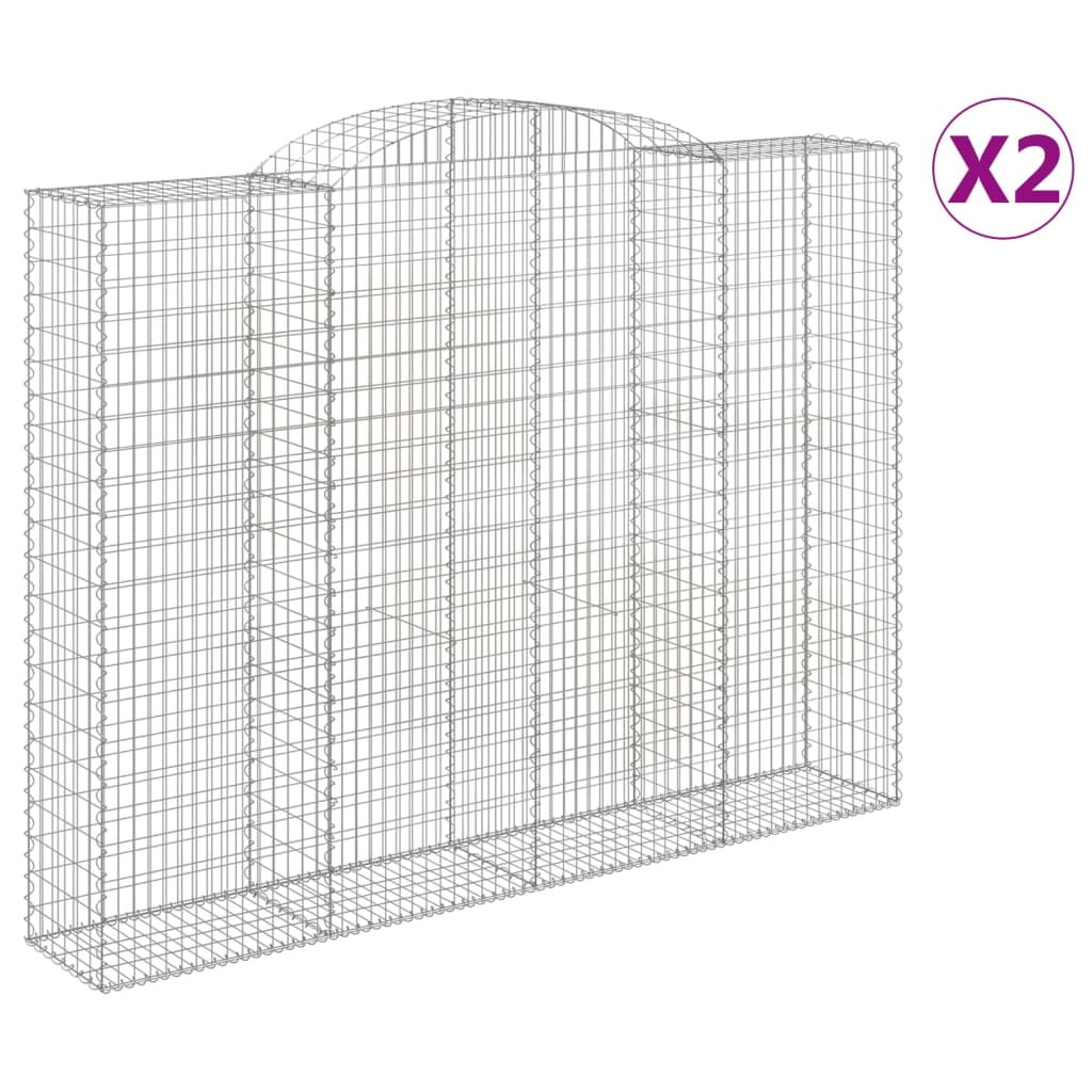 Paniers à gabions arqués 2 pcs 300x50x220/240 cm fer galvanisé