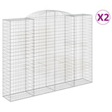 Paniers à gabions arqués 2 pcs 300x50x220/240 cm fer galvanisé