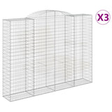 Paniers à gabions arqués 3 pcs 300x50x220/240 cm fer galvanisé