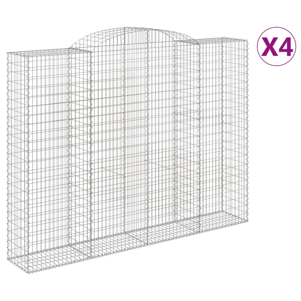 Paniers à gabions arqués 4 pcs 300x50x220/240 cm fer galvanisé