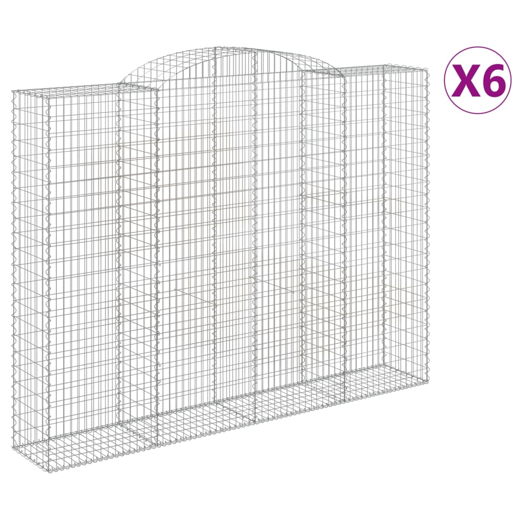 Paniers à gabions arqués 6 pcs 300x50x220/240 cm fer galvanisé