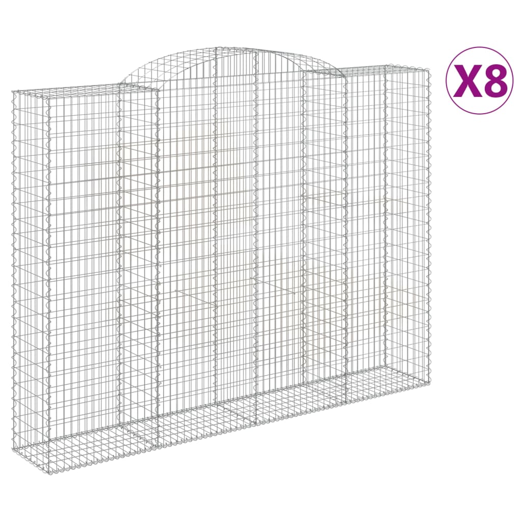 Paniers à gabions arqués 8 pcs 300x50x220/240 cm fer galvanisé