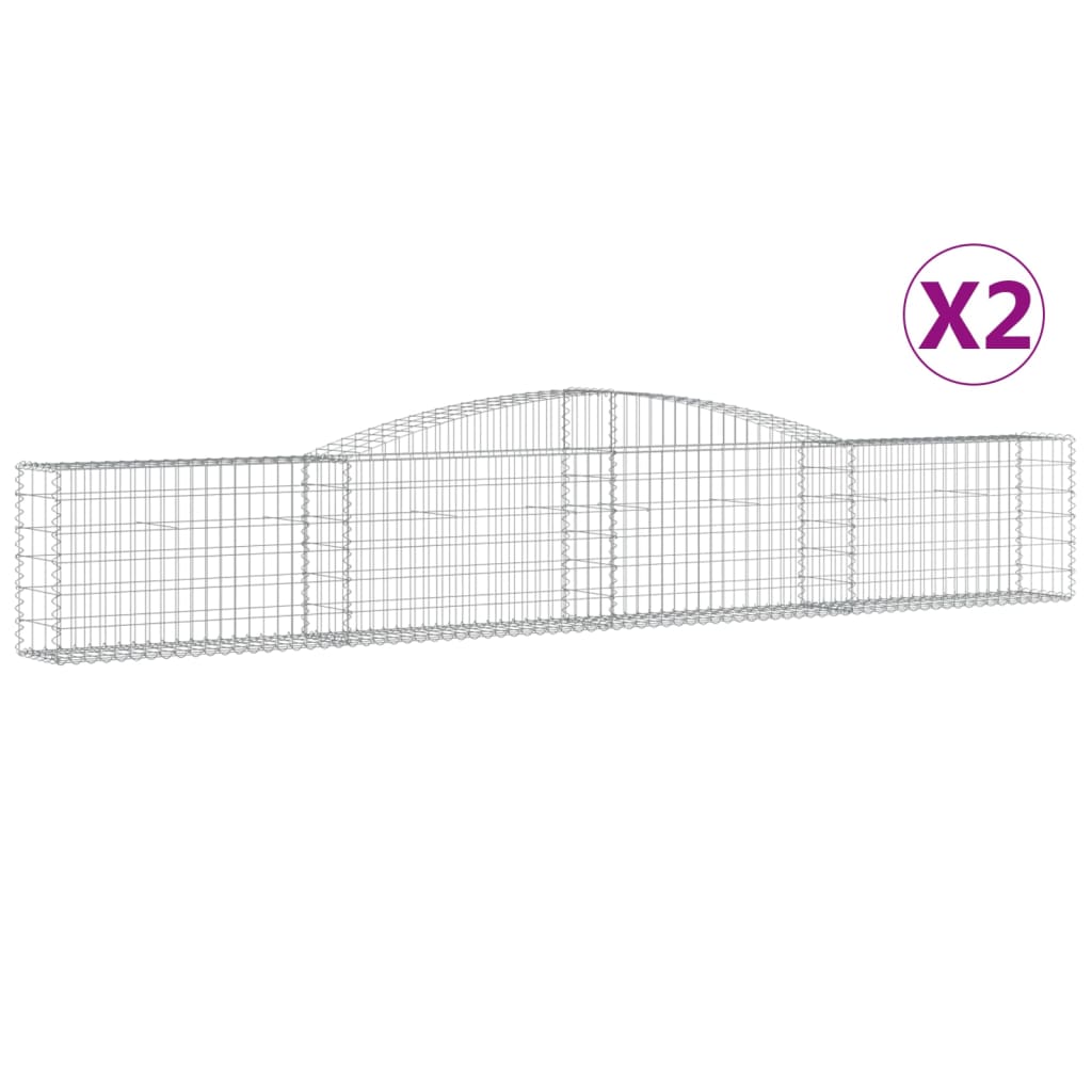 Paniers à gabions arqués 2 pcs 400x30x60/80 cm Fer galvanisé