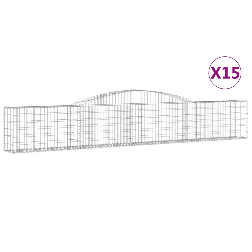 Paniers à gabions arqués 15 pcs 400x30x60/80 cm Fer galvanisé