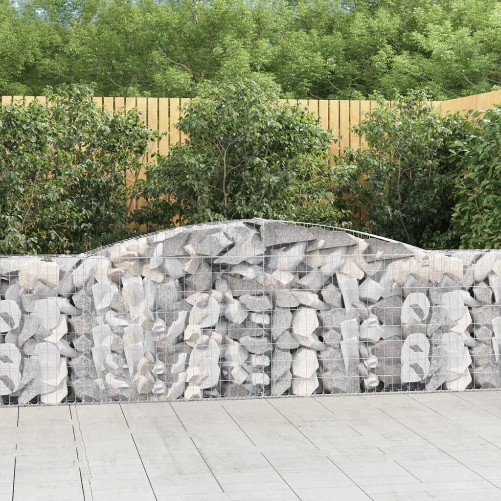 Paniers à gabions arqués 2 pcs 400x30x80/100 cm Fer galvanisé