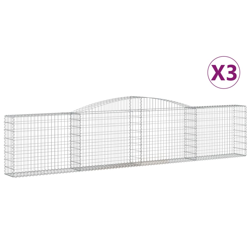 Paniers à gabions arqués 3 pcs 400x30x80/100 cm Fer galvanisé