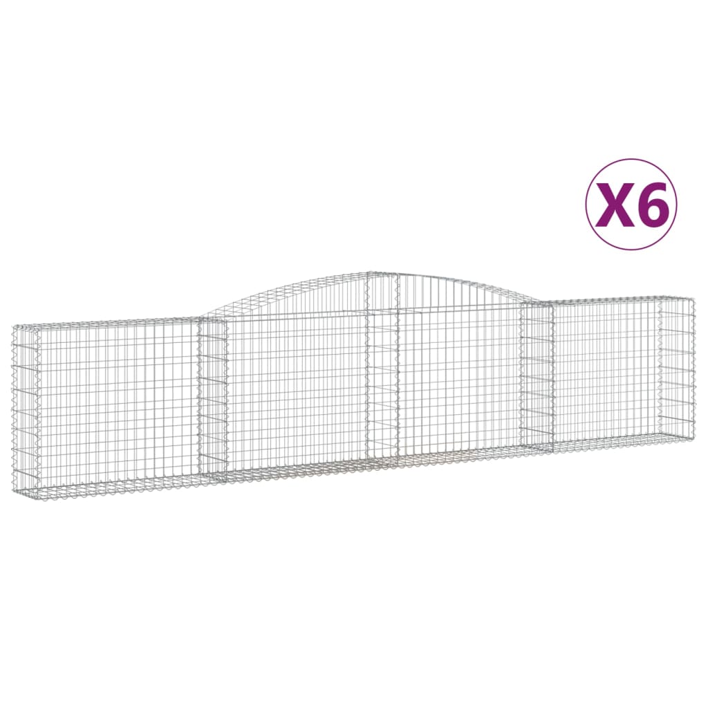 Paniers à gabions arqués 6 pcs 400x30x80/100 cm Fer galvanisé