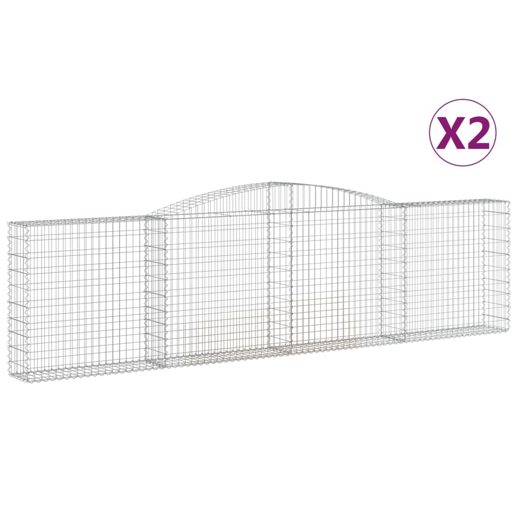 Paniers à gabions arqués 2 pcs 400x30x100/120 cm Fer galvanisé