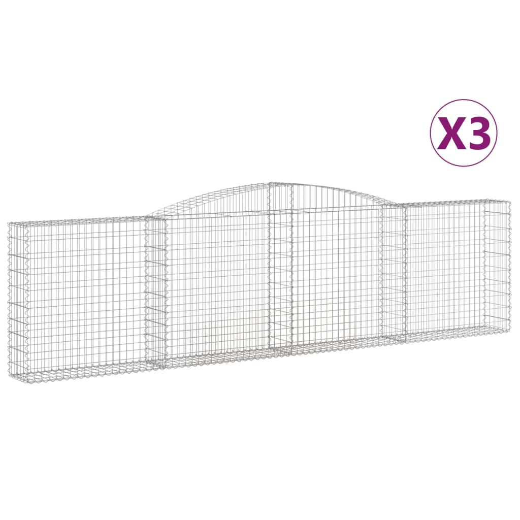 Paniers à gabions arqués 3 pcs 400x30x100/120 cm Fer galvanisé