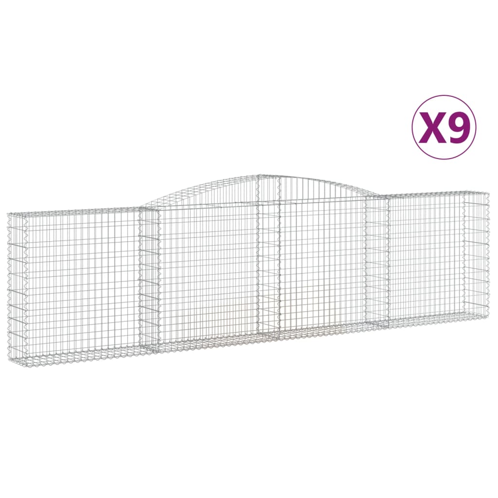 Paniers à gabions arqués 9 pcs 400x30x100/120 cm Fer galvanisé