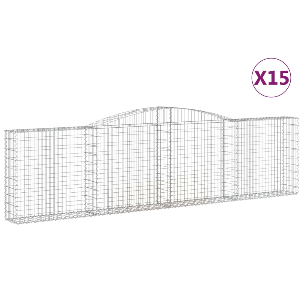 Paniers à gabions arqués 15 pcs 400x30x100/120 cm Fer galvanisé