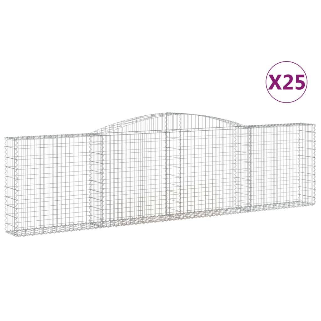 Paniers à gabions arqués 25 pcs 400x30x100/120 cm Fer galvanisé