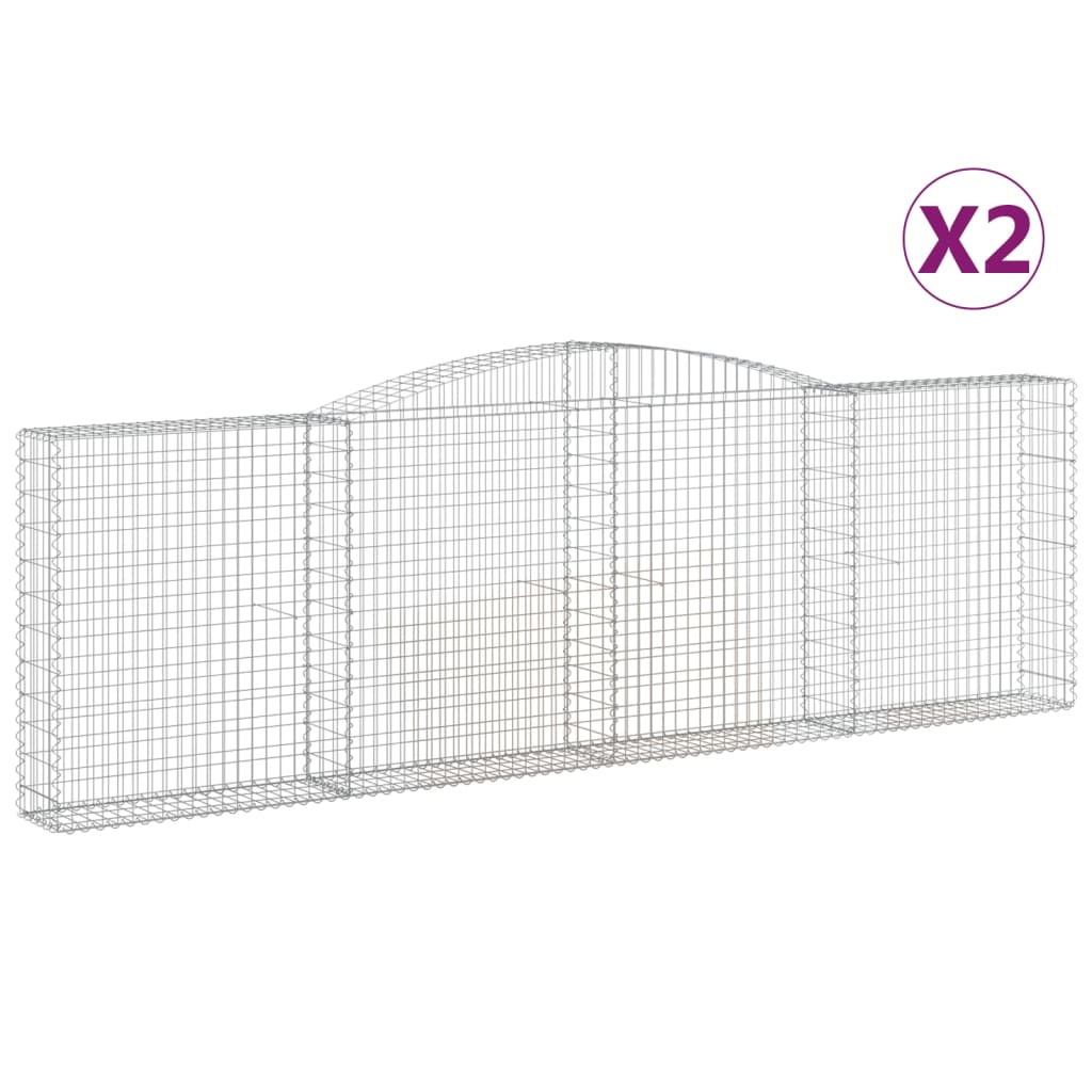 Paniers à gabions arqués 2 pcs 400x30x120/140 cm Fer galvanisé