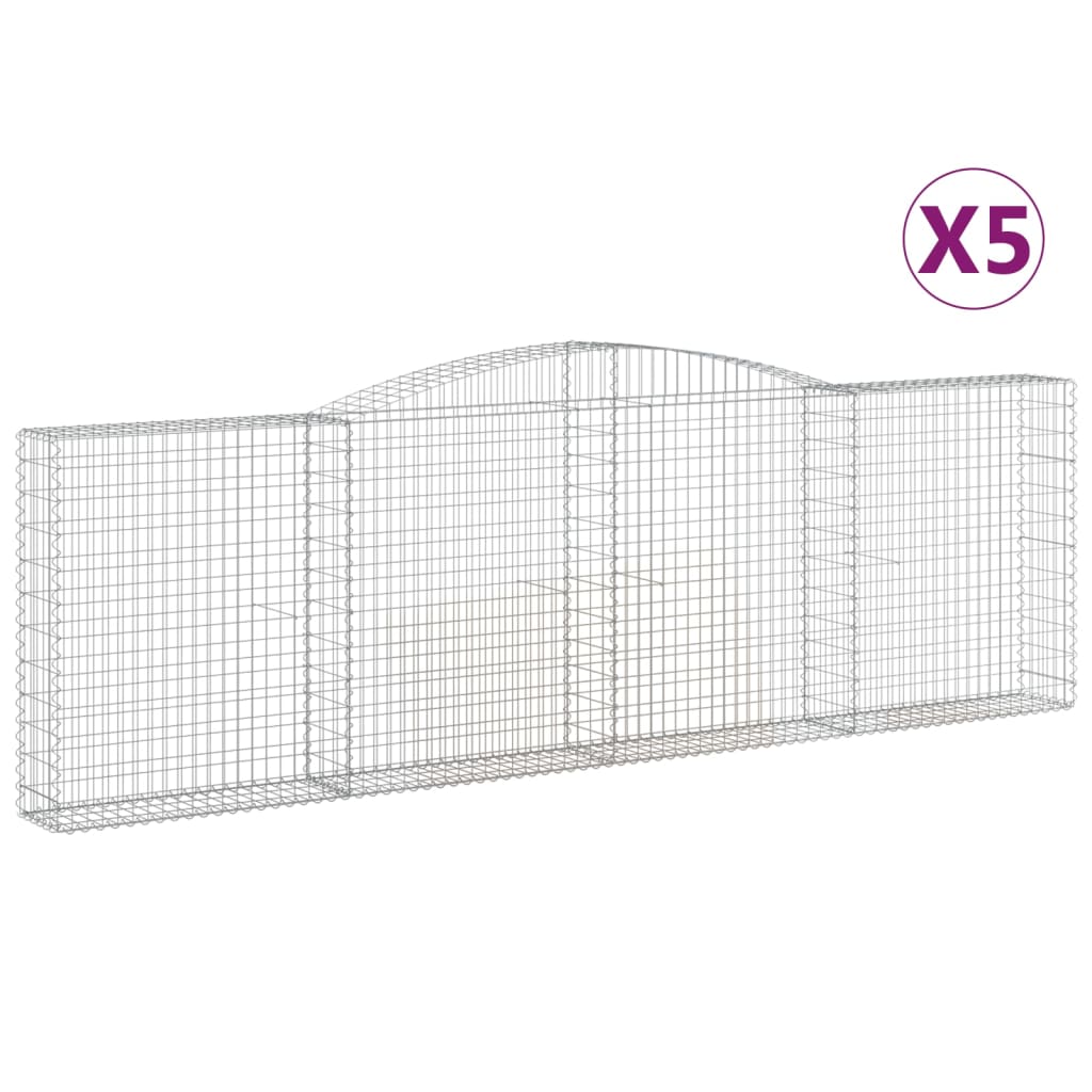 Paniers à gabions arqués 5 pcs 400x30x120/140 cm Fer galvanisé