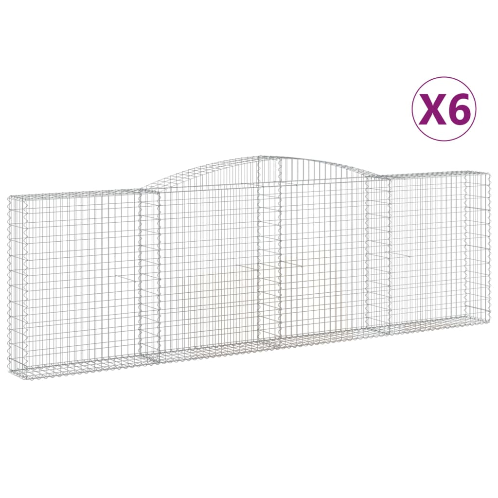 Paniers à gabions arqués 6 pcs 400x30x120/140 cm Fer galvanisé