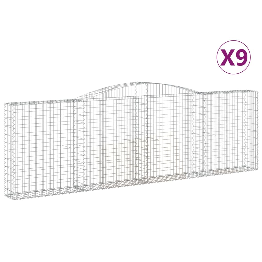 Paniers à gabions arqués 9 pcs 400x30x120/140 cm Fer galvanisé