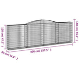 Arched Gabion Baskets 10 pcs 400x30x120/140 cm Galvanized Iron