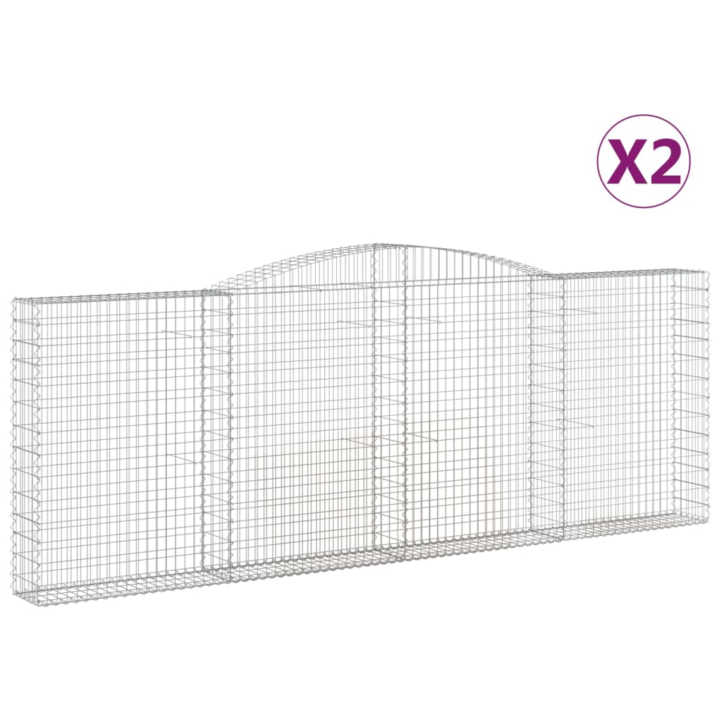 Paniers à gabions arqués 2 pcs 400x30x140/160 cm Fer galvanisé