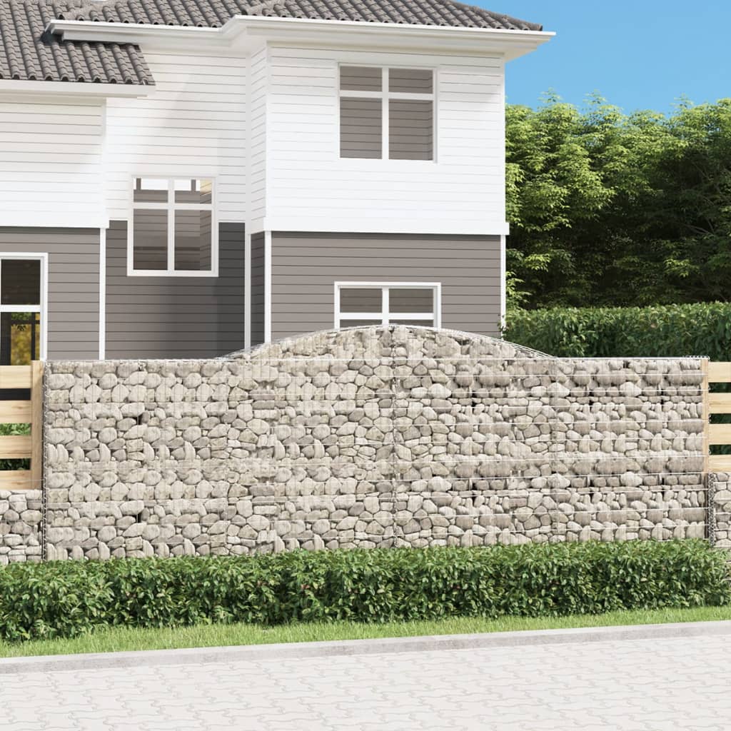 Paniers à gabions arqués 2 pcs 400x30x140/160 cm Fer galvanisé