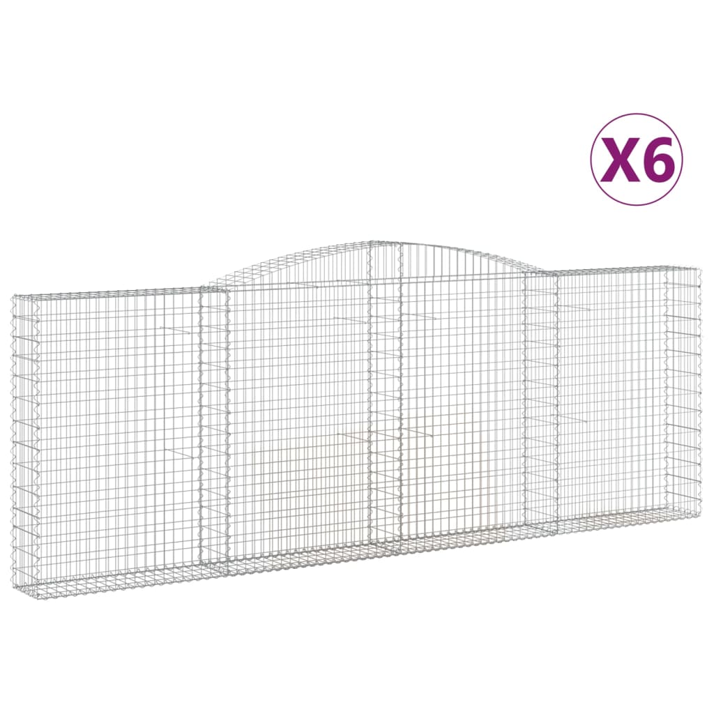 Paniers à gabions arqués 6 pcs 400x30x140/160 cm Fer galvanisé