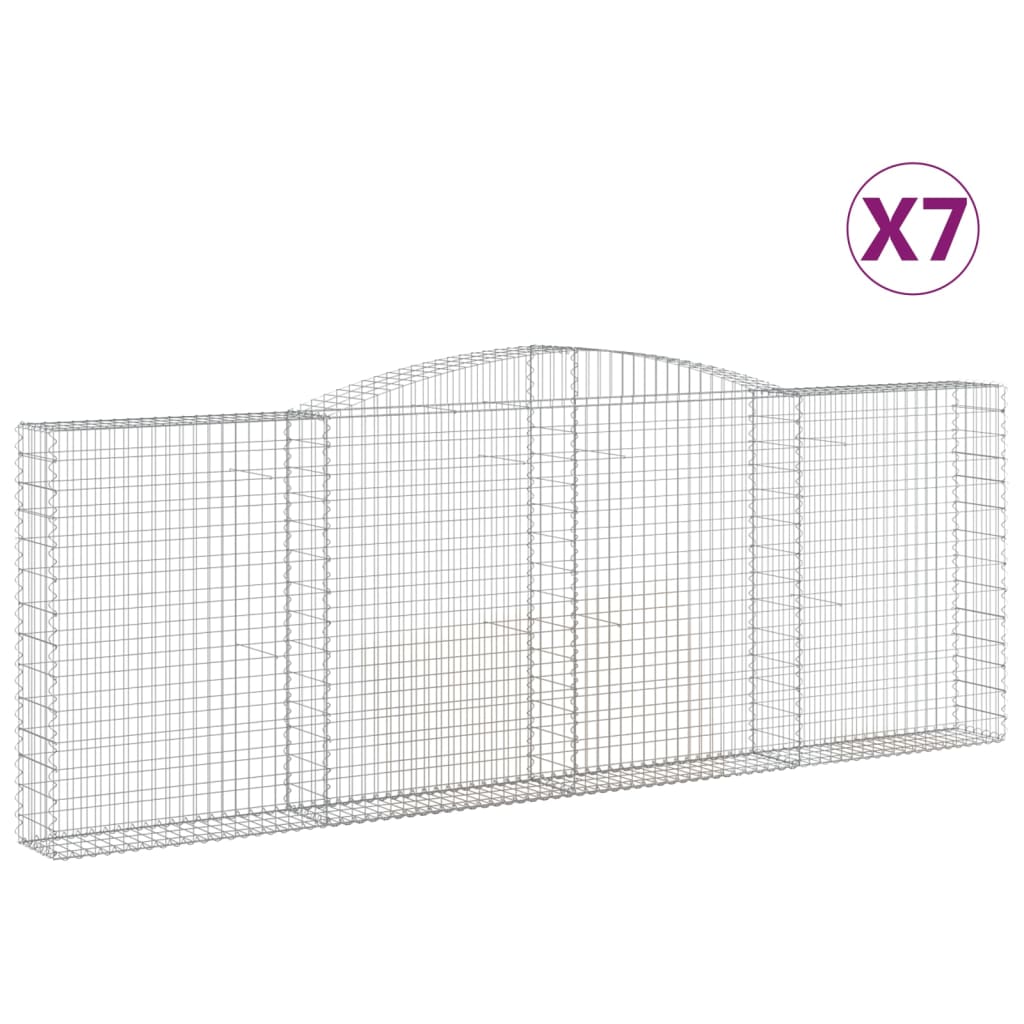 Paniers à gabions arqués 7 pcs 400x30x140/160 cm Fer galvanisé