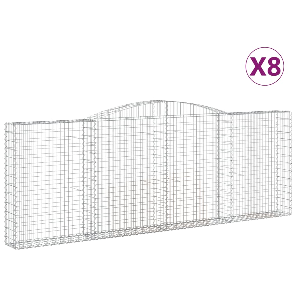 Paniers à gabions arqués 8 pcs 400x30x140/160 cm Fer galvanisé