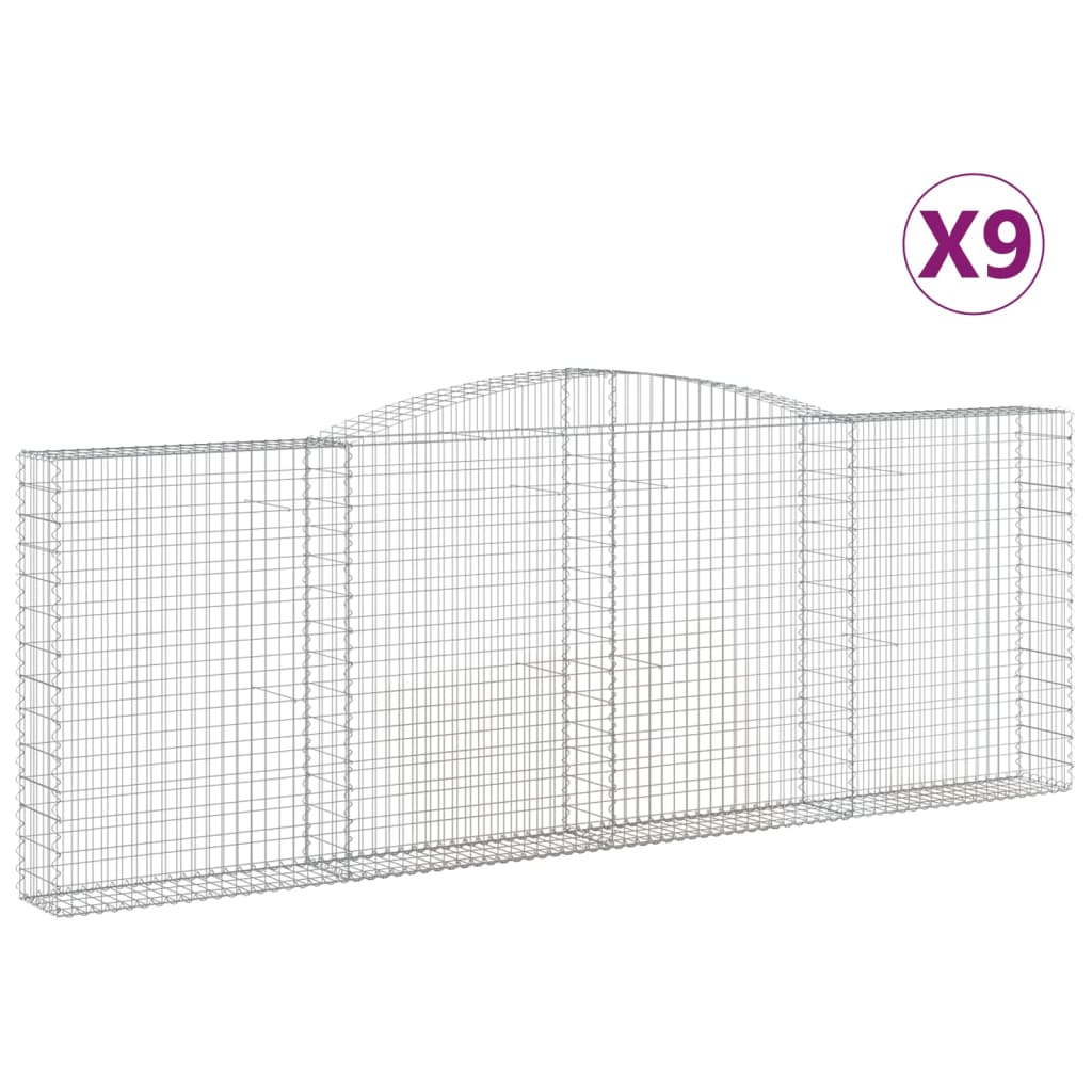 Paniers à gabions arqués 9 pcs 400x30x140/160 cm Fer galvanisé