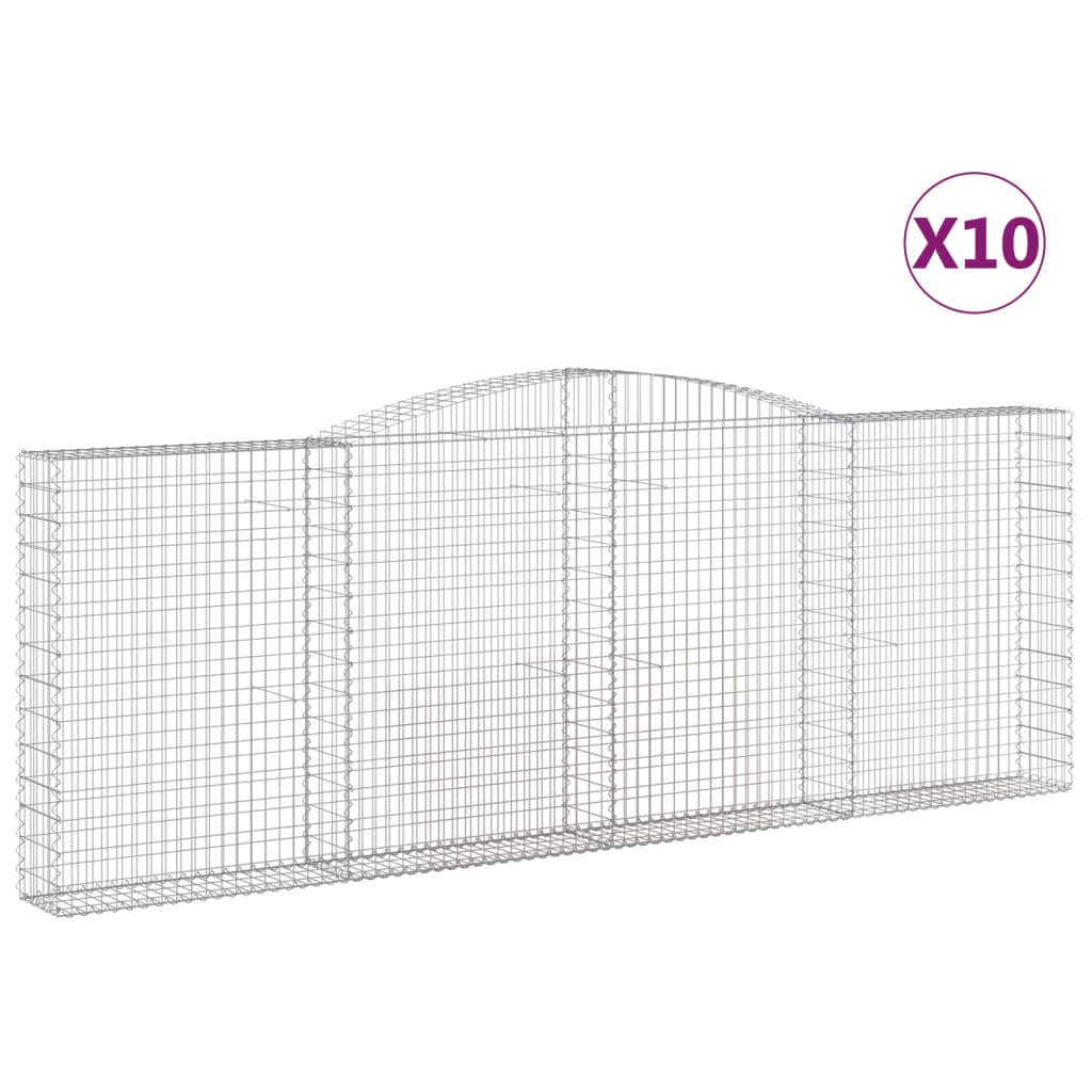 Arched Gabion Baskets 10 pcs 400x30x140/160 cm Galvanized Iron